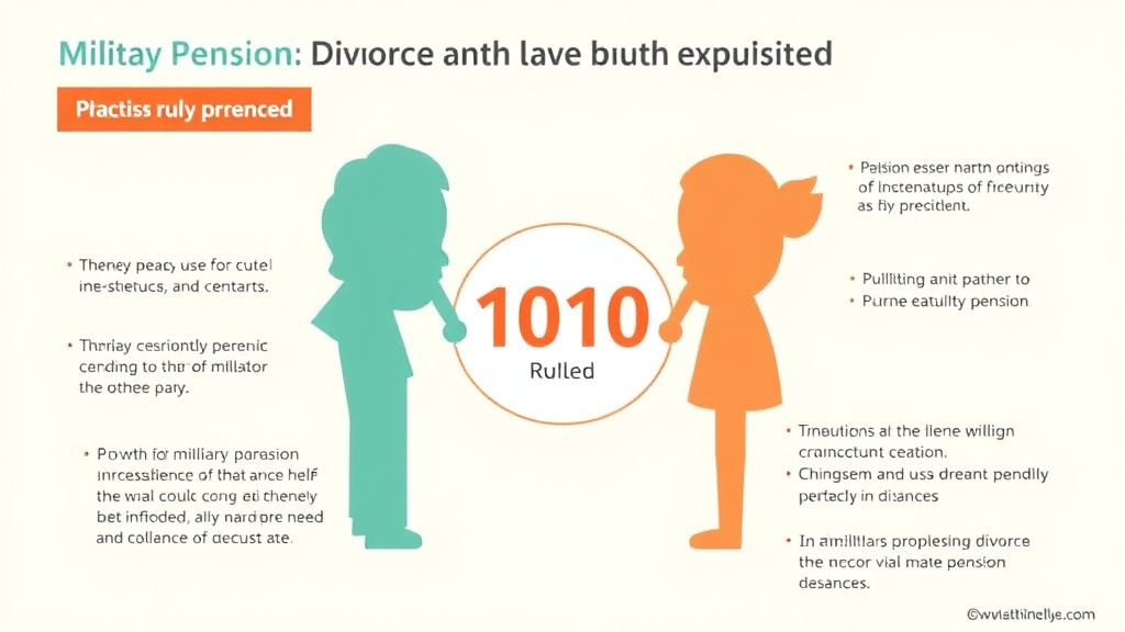 Visual guide for practical steps in military pension division in divorce: the 10/10 rule explained