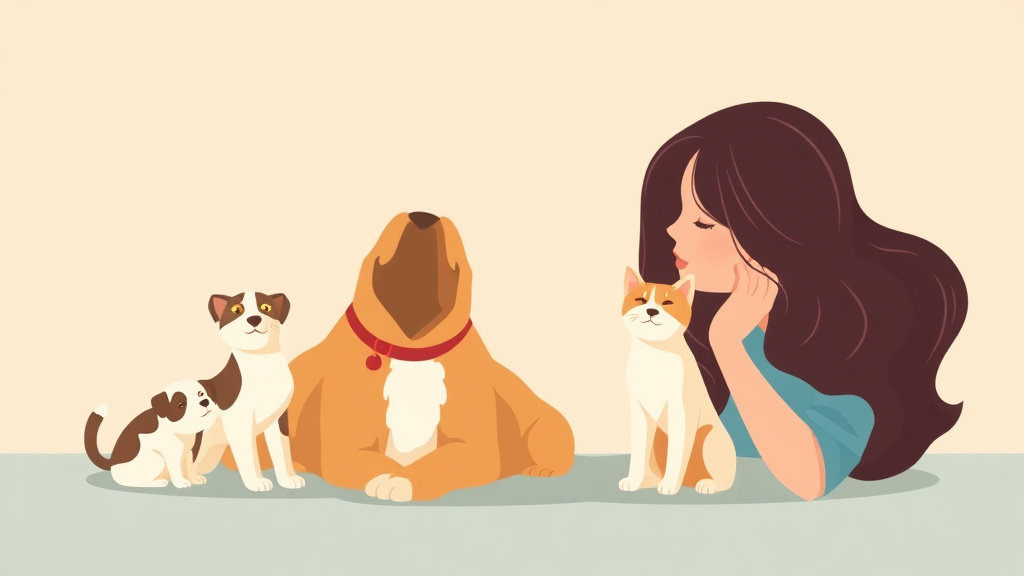 Illustration showing key concepts related to pets in divorce: who gets the dog or cat