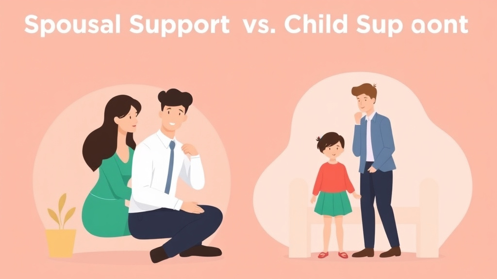Illustration showing key concepts related to spousal support vs child support: key differences