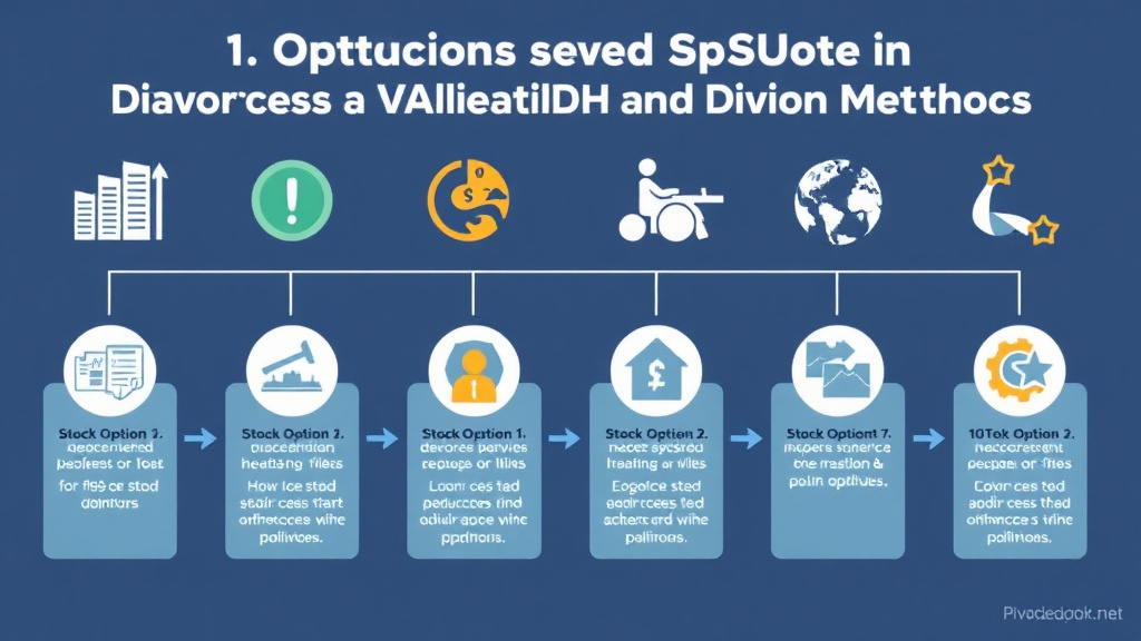 Visual guide for practical steps in stock options and rsus in divorce: valuation and division methods