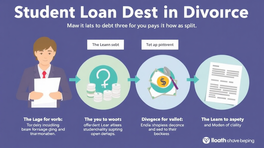 Visual guide for practical steps in student loan debt in divorce: who pays and how it splits