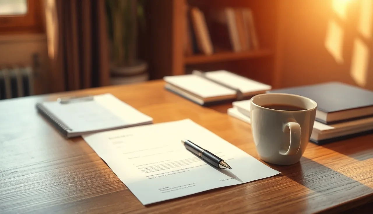 Unsigned divorce paperwork on a sunny Phoenix home office desk