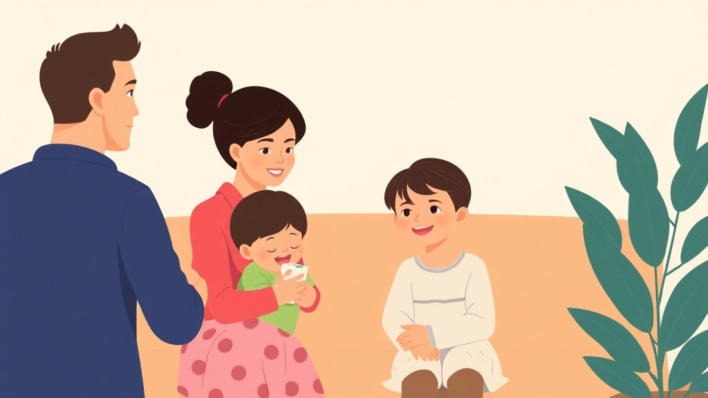 Illustration showing key concepts related to building a blended family after divorce: common challenges