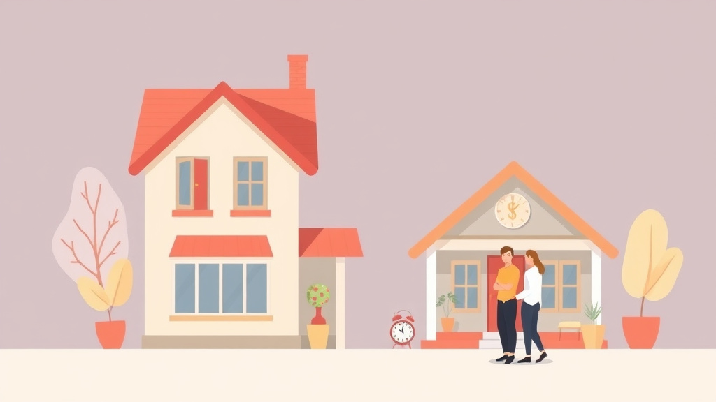 Illustration showing key concepts related to buying a home after divorce: steps and considerations