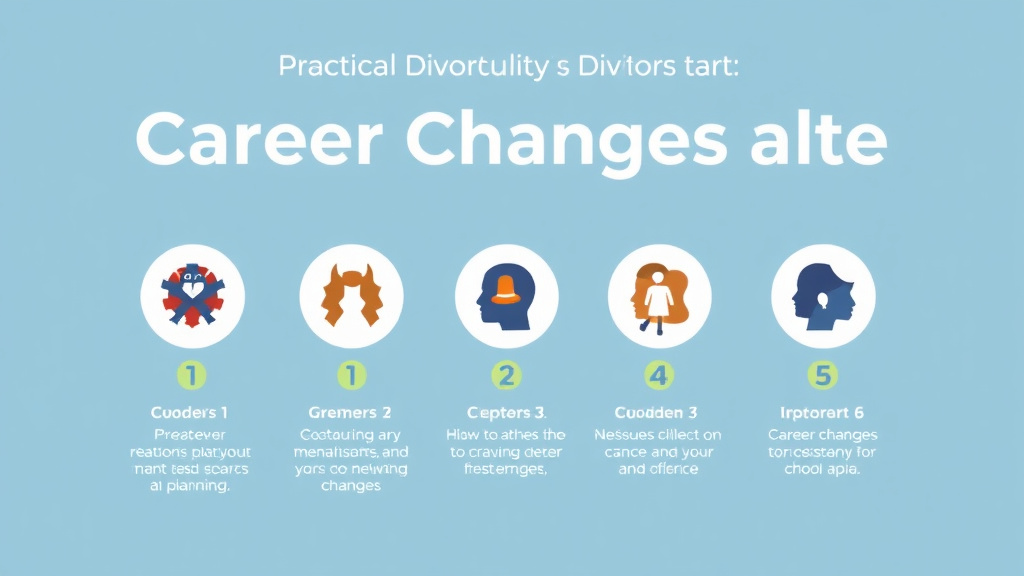 Visual guide for practical steps in career changes after divorce: opportunities and planning