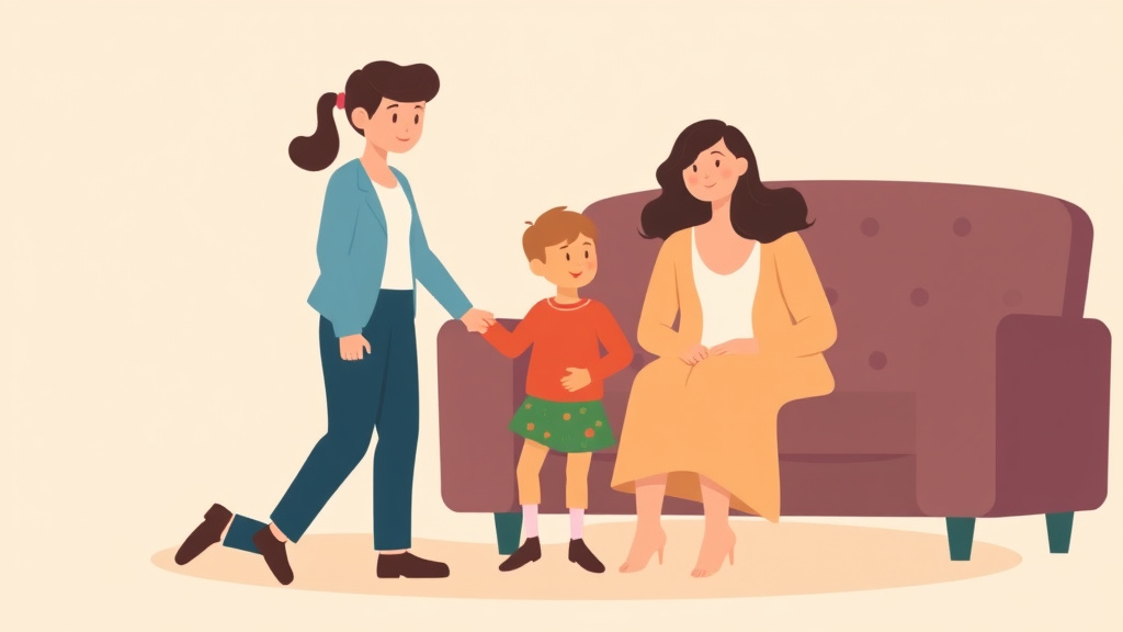 Illustration showing key concepts related to co-parenting when one parent remarries