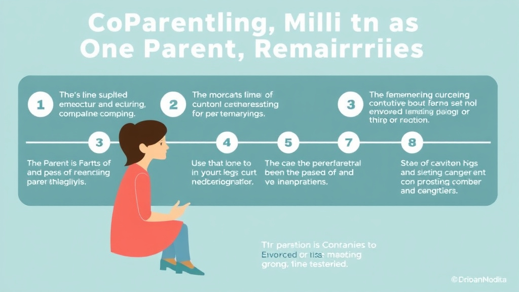 Visual guide for practical steps in co-parenting when one parent remarries