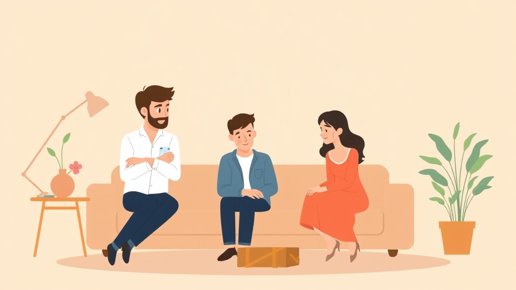 Illustration showing key concepts related to cohabitation after divorce: legal and practical considerations