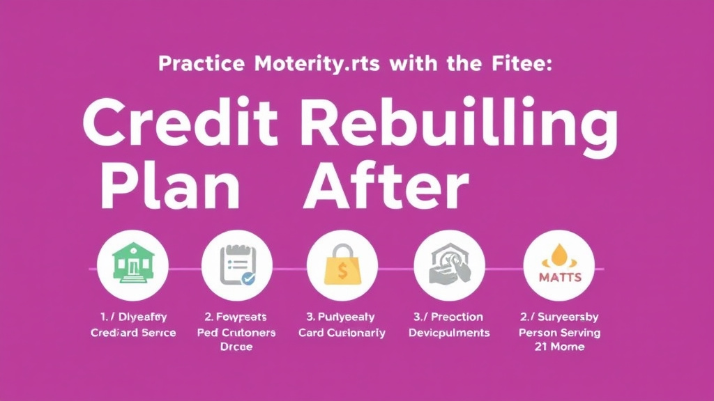 Visual guide for practical steps in credit rebuilding plan after divorce: month-by-month guide