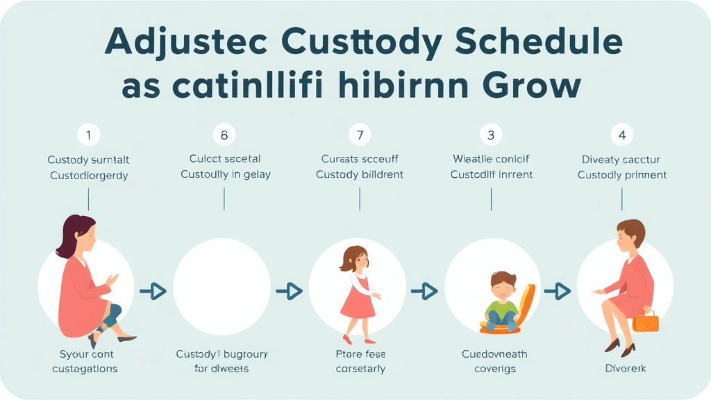 Visual guide for practical steps in adjusting custody schedules as children grow