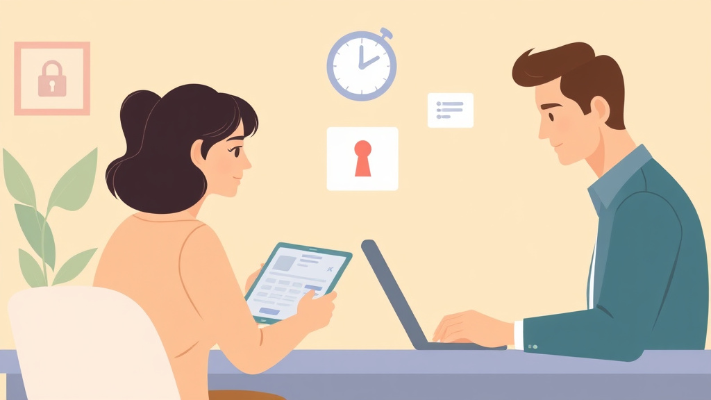 Illustration showing key concepts related to updating digital accounts and passwords after divorce