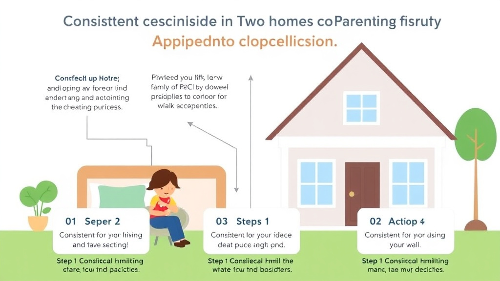 Visual guide for practical steps in consistent discipline in two homes: co-parenting rules