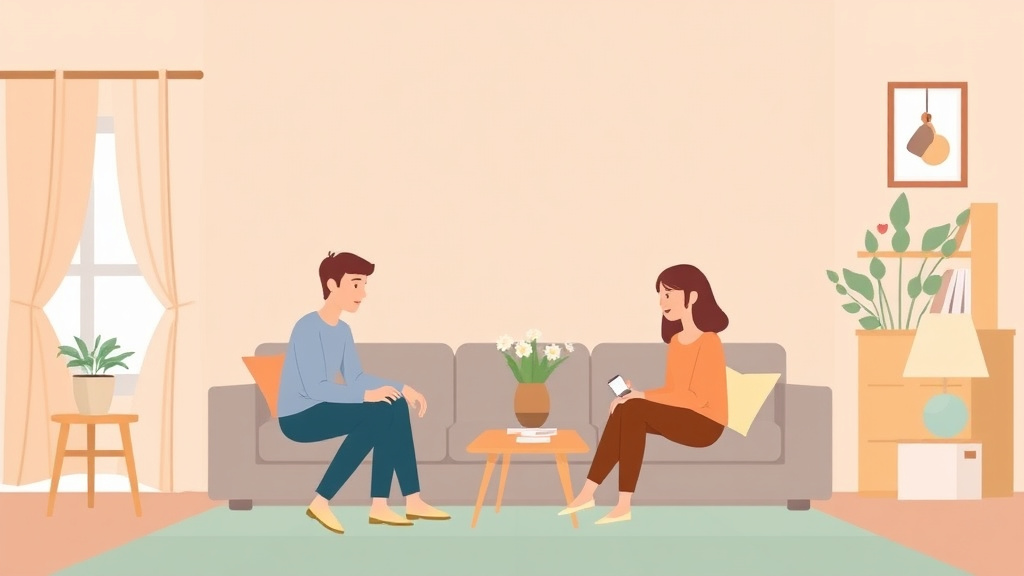 Illustration showing key concepts related to downsizing after divorce: making the transition