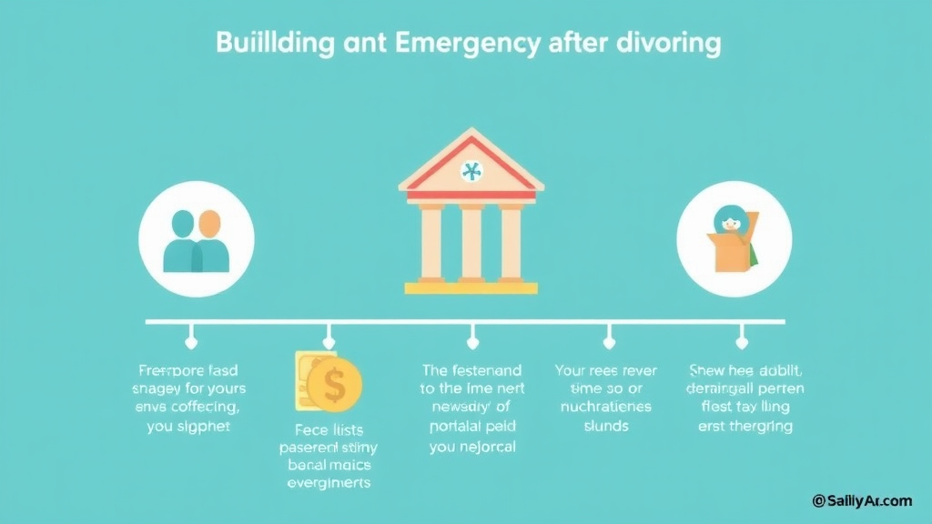 Visual guide for practical steps in building an emergency fund after divorce
