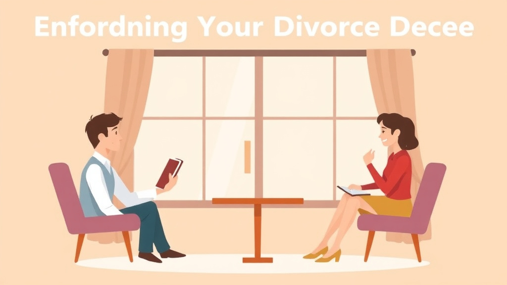 Illustration showing key concepts related to enforcing your divorce decree: what to do when your ex doesn't comply