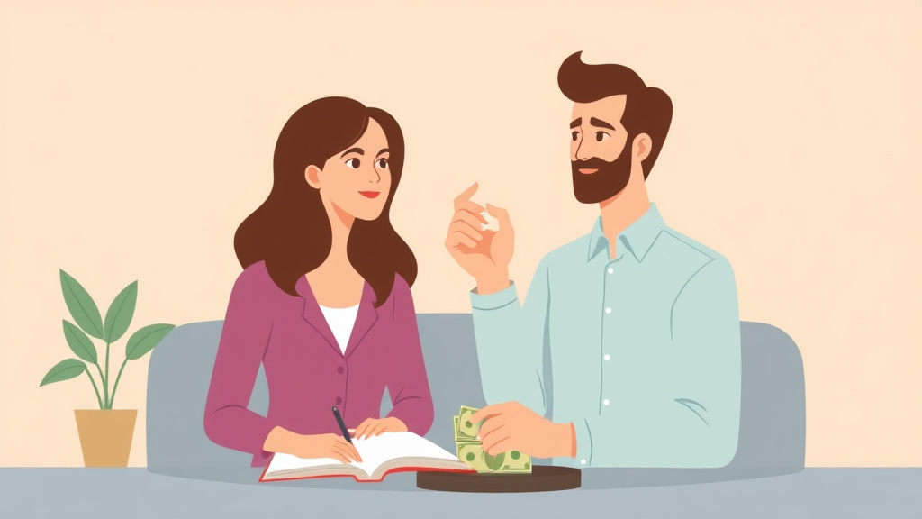 Illustration showing key concepts related to financial literacy after divorce: learning to manage money