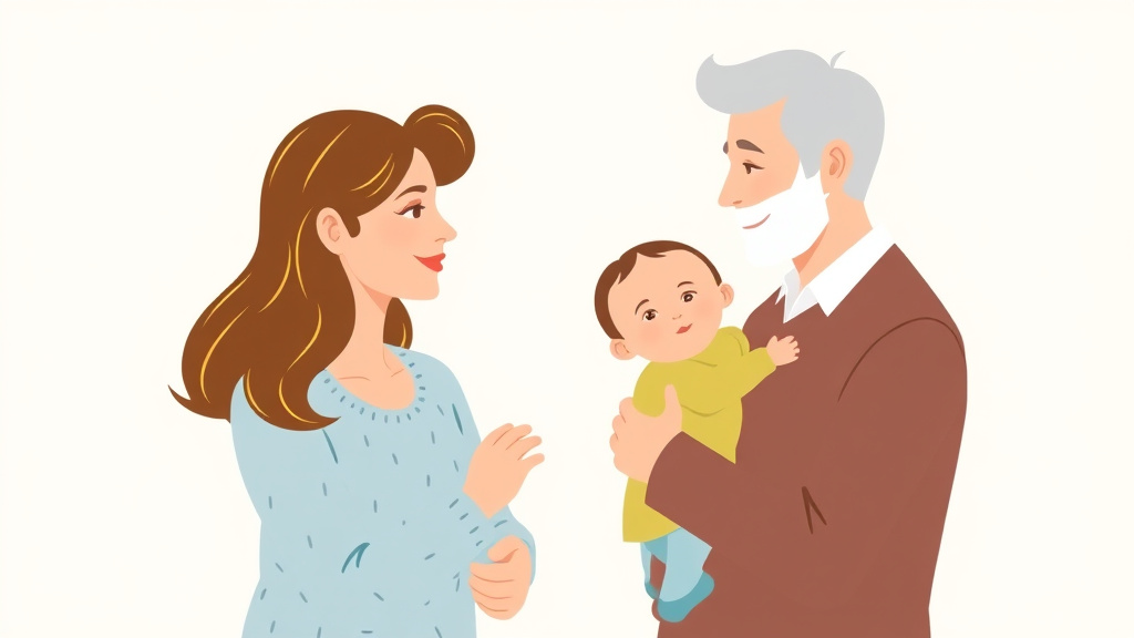 Illustration showing key concepts related to maintaining grandparent relationships after divorce