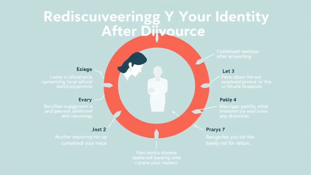 Visual guide for practical steps in rediscovering your identity after divorce