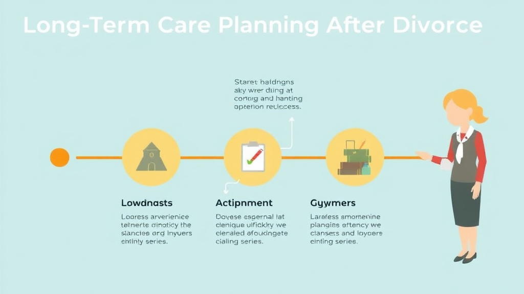 Visual guide for practical steps in long-term care planning after divorce
