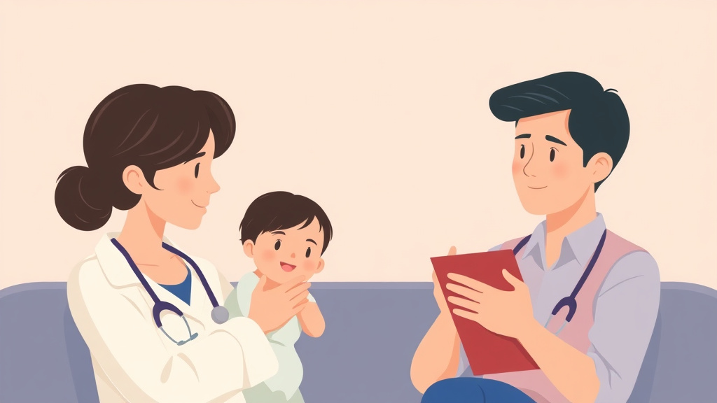 Illustration showing key concepts related to medical decisions after divorce: co-parenting healthcare