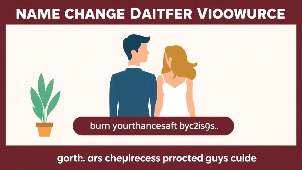 Illustration showing key concepts related to name change after divorce: complete process guide