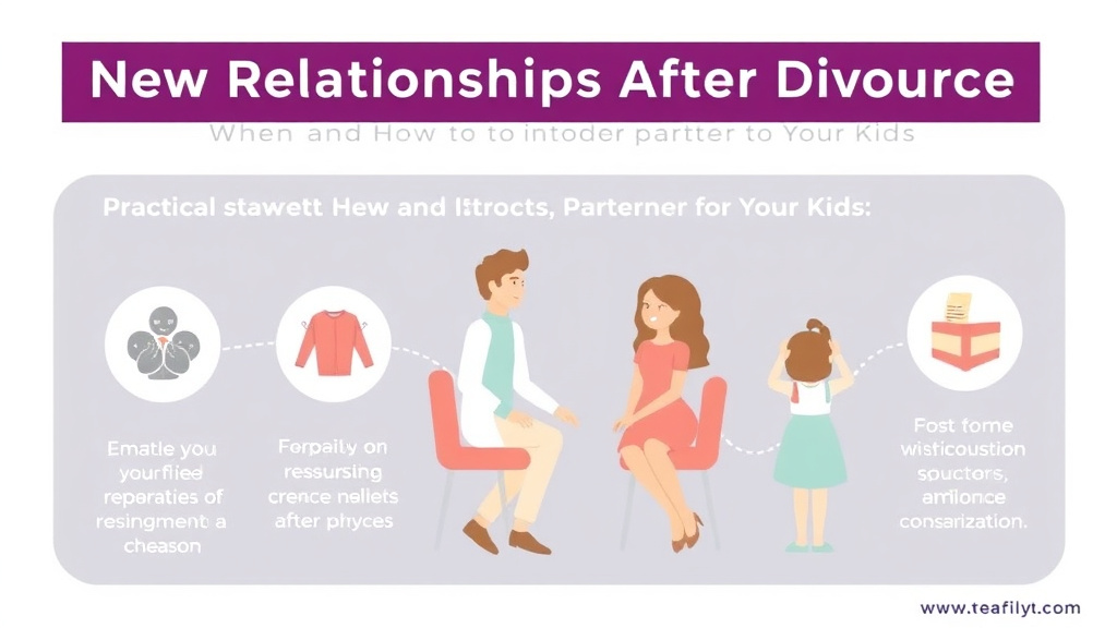 Visual guide for practical steps in new relationships after divorce: when and how to introduce a partner to your kids