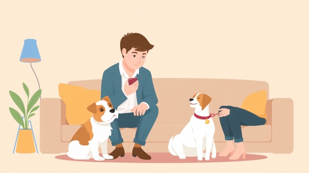 Illustration showing key concepts related to pet custody arrangements after divorce: making it work