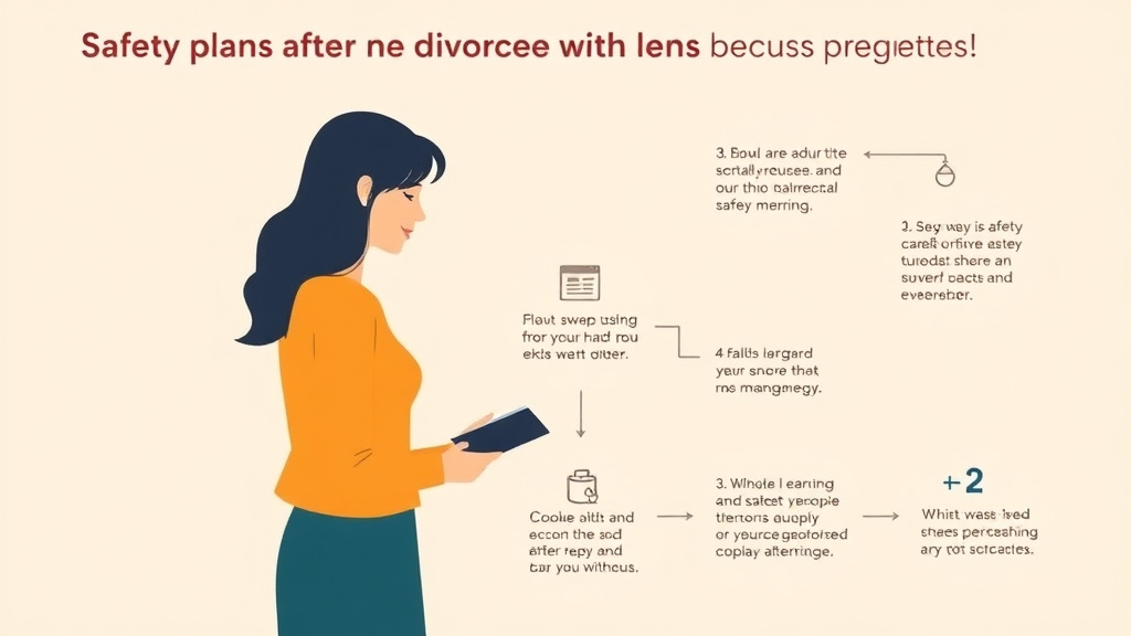 Visual guide for practical steps in safety planning after leaving an abusive marriage
