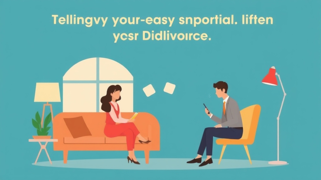 Illustration showing key concepts related to telling your employer about your divorce: when and how