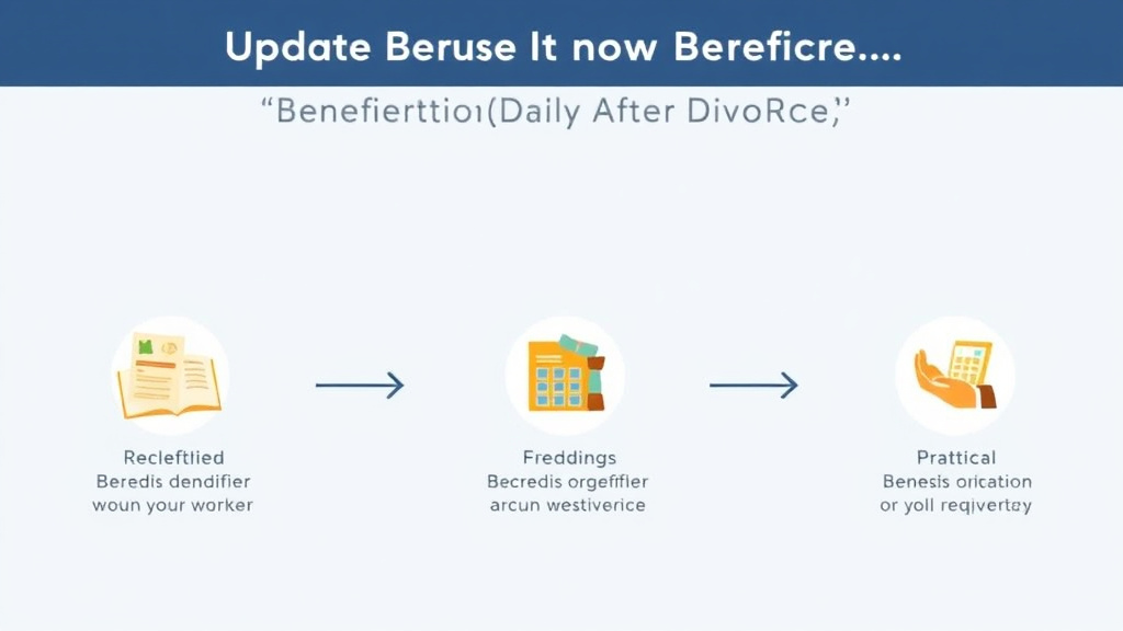 Visual guide for practical steps in updating beneficiary designations after divorce