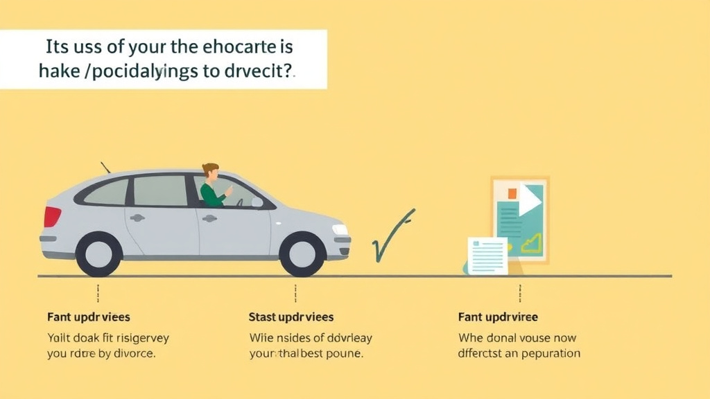 Visual guide for practical steps in updating vehicle registration after divorce