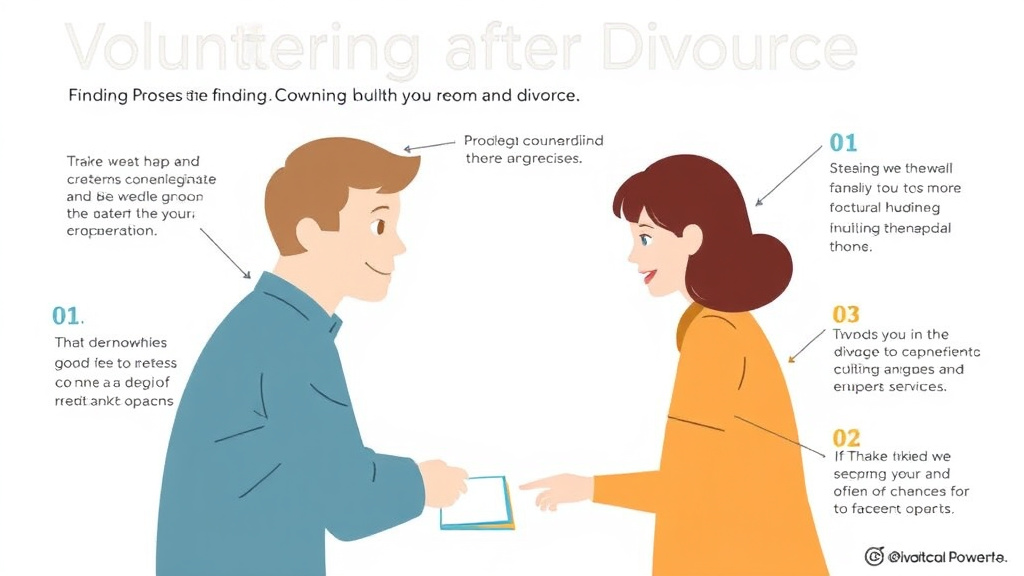Visual guide for practical steps in volunteering after divorce: finding purpose and community