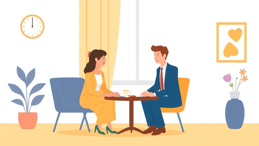 Illustration showing key concepts related to how to choose a divorce mediator: qualifications and questions to ask