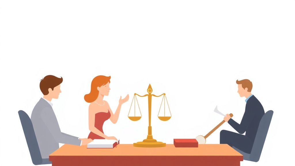 Illustration showing key concepts related to choosing between adr options for divorce