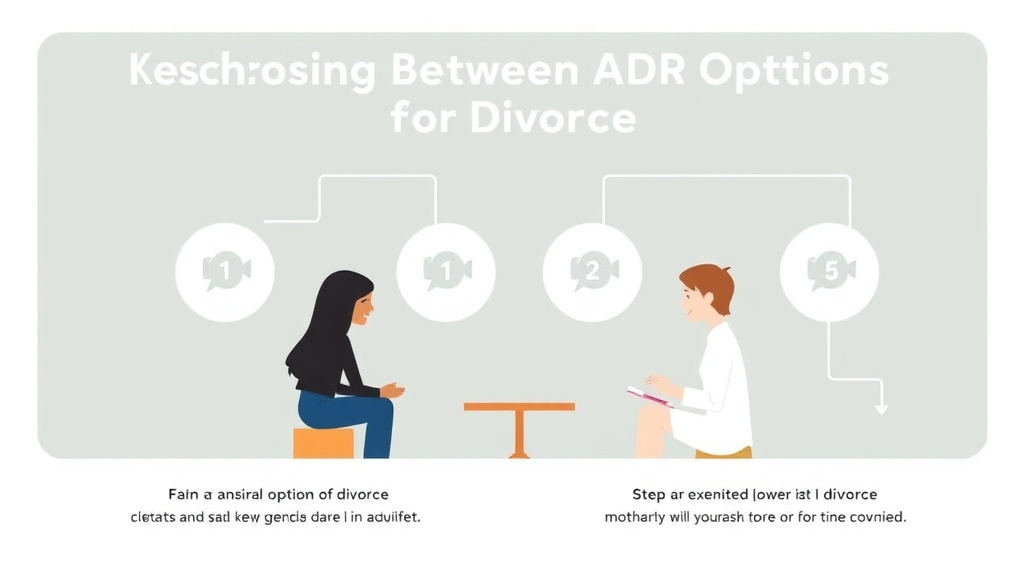 Visual guide for practical steps in choosing between adr options for divorce