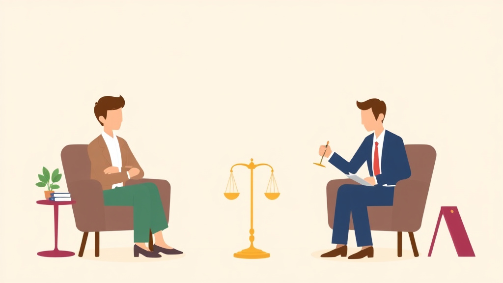 Illustration showing key concepts related to collaborative vs traditional divorce: which is better