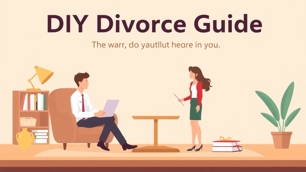 Illustration showing key concepts related to diy divorce guide: when and how to do it yourself