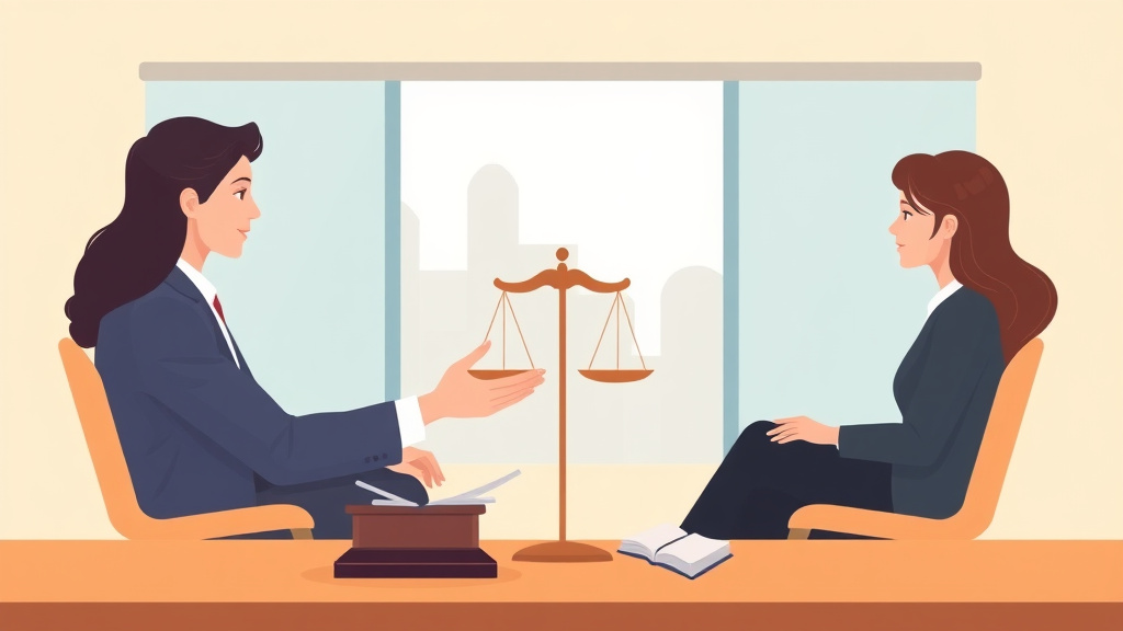 Illustration showing key concepts related to mediation for property division: negotiating fair splits