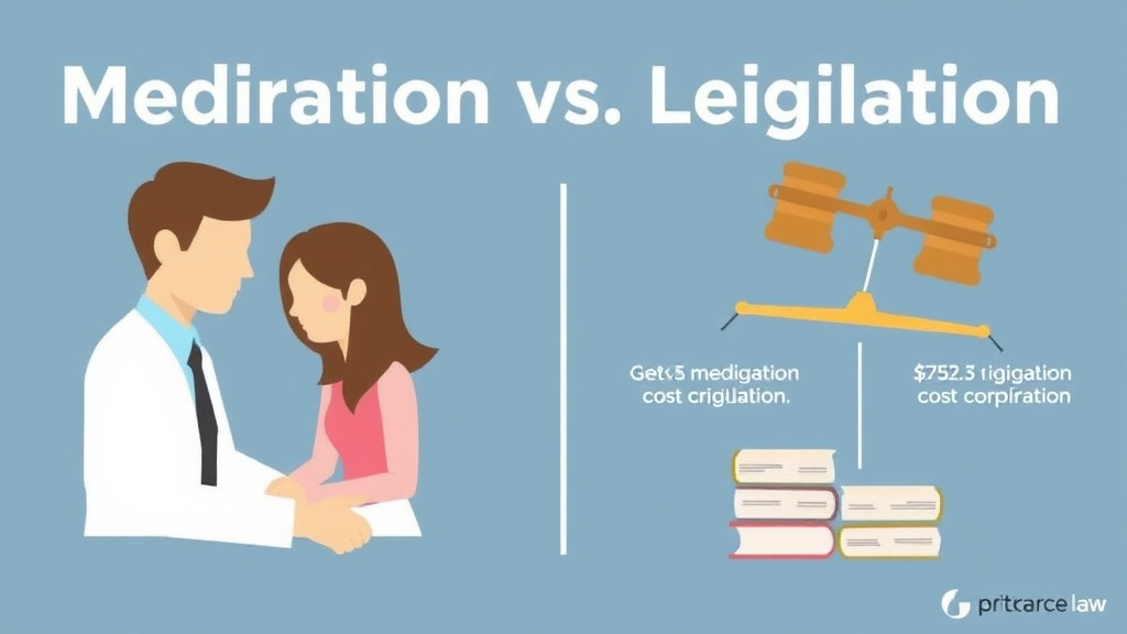 Visual guide for practical steps in mediation vs. litigation: real cost comparison for divorce