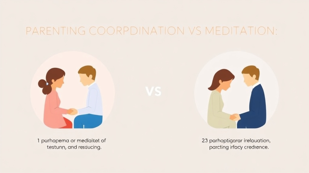 Visual guide for practical steps in parenting coordination vs. mediation: which is right for you