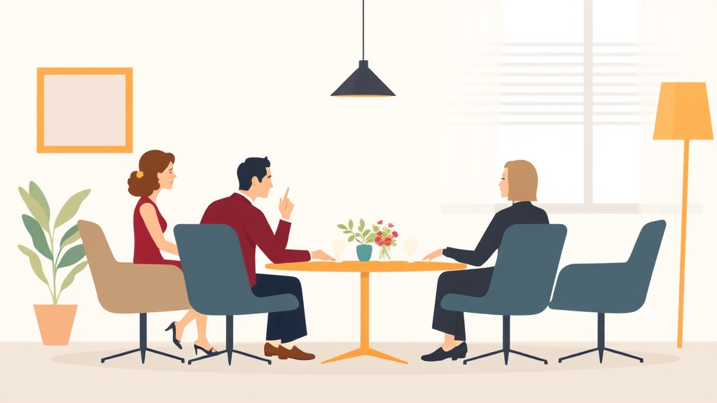 Illustration showing key concepts related to settlement conferences in divorce: how they work