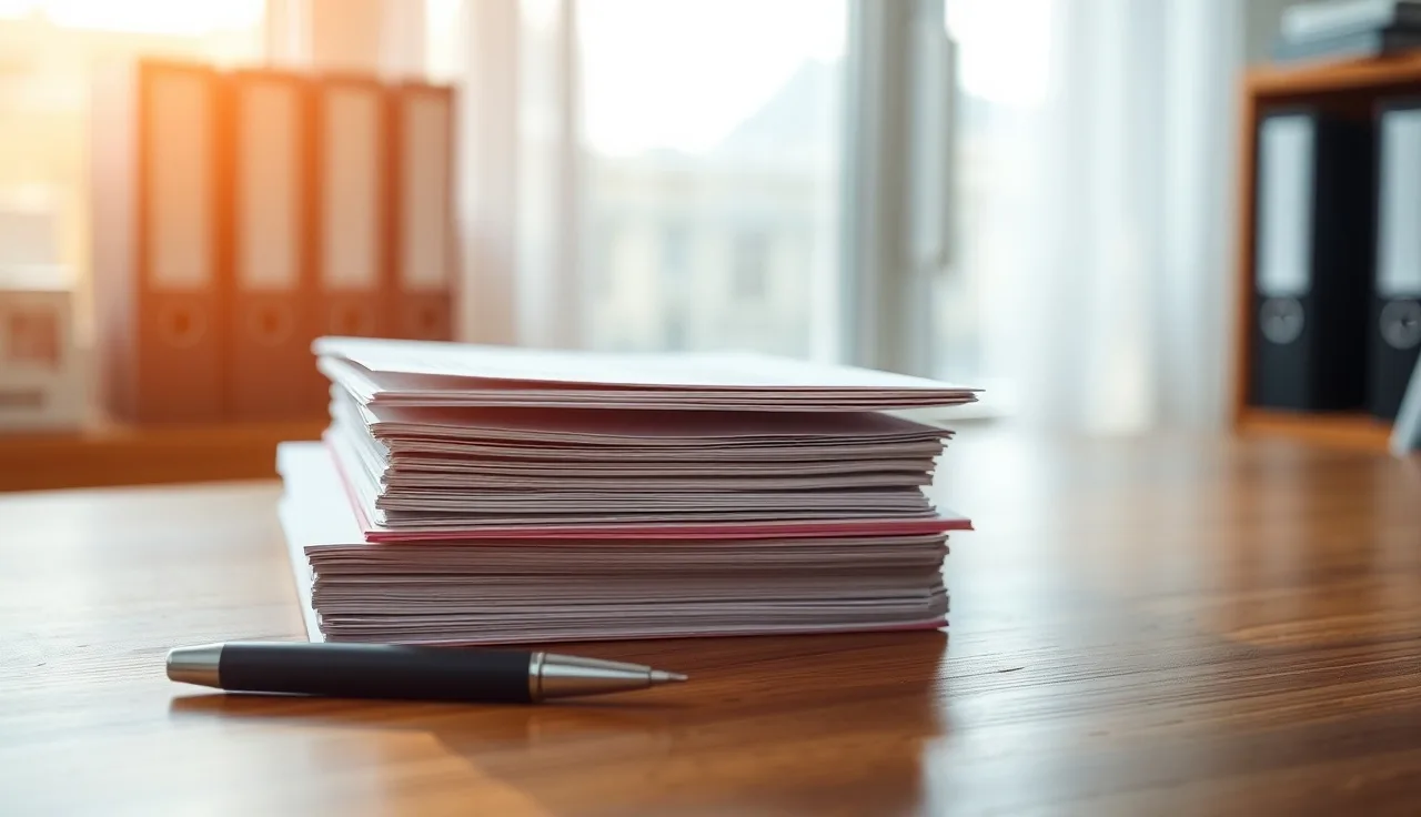 Organized legal folders on a wooden desk representing 401k QDRO divorce paperwork