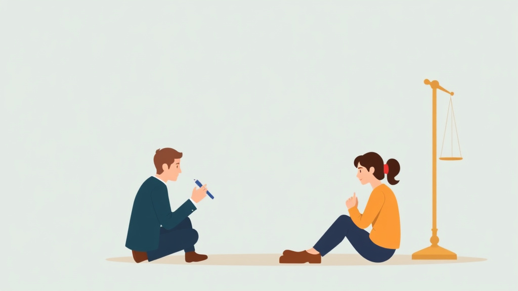 Illustration showing key concepts related to divorce mediation in alaska: process, cost, and requirements