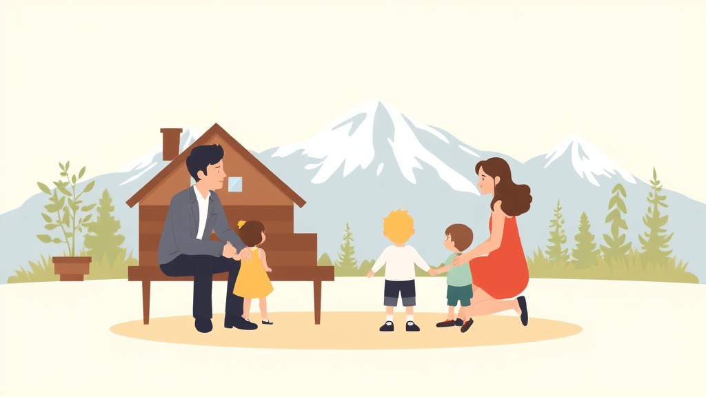 Illustration showing key concepts related to divorce with children in alaska: custody and support guide