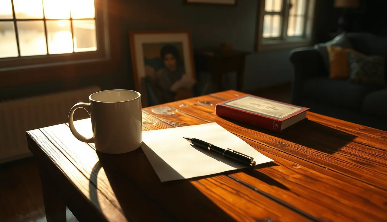 Two coffee mugs and a pen on a sunlit table during a Texas divorce discussion