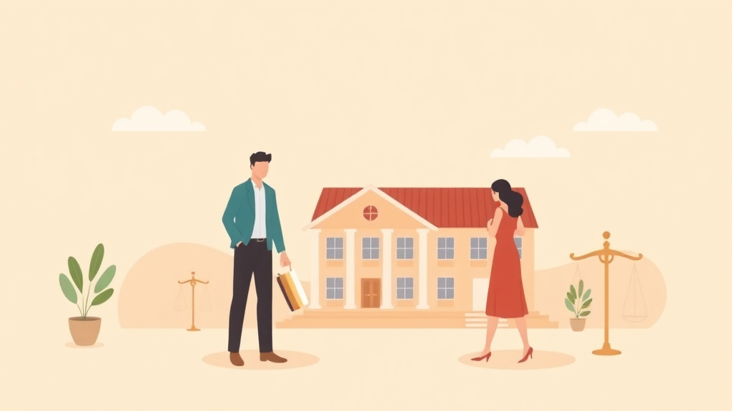 Illustration showing key concepts related to arizona divorce property division rules