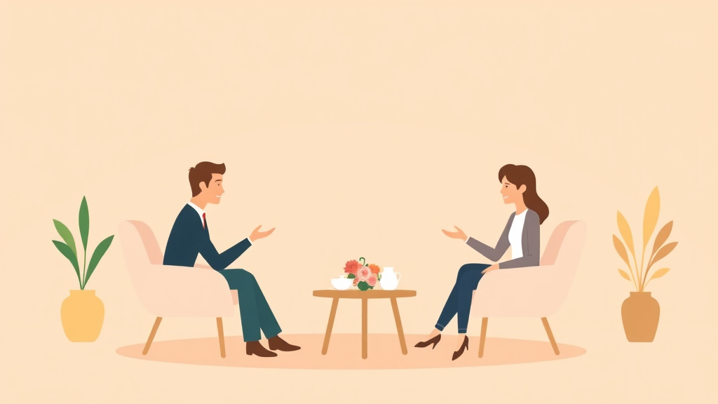 Illustration showing key concepts related to divorce mediation in california: process, cost, and requirements