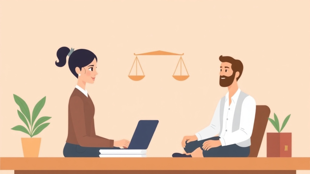 Illustration showing key concepts related to online divorce in california: how to file without a lawyer