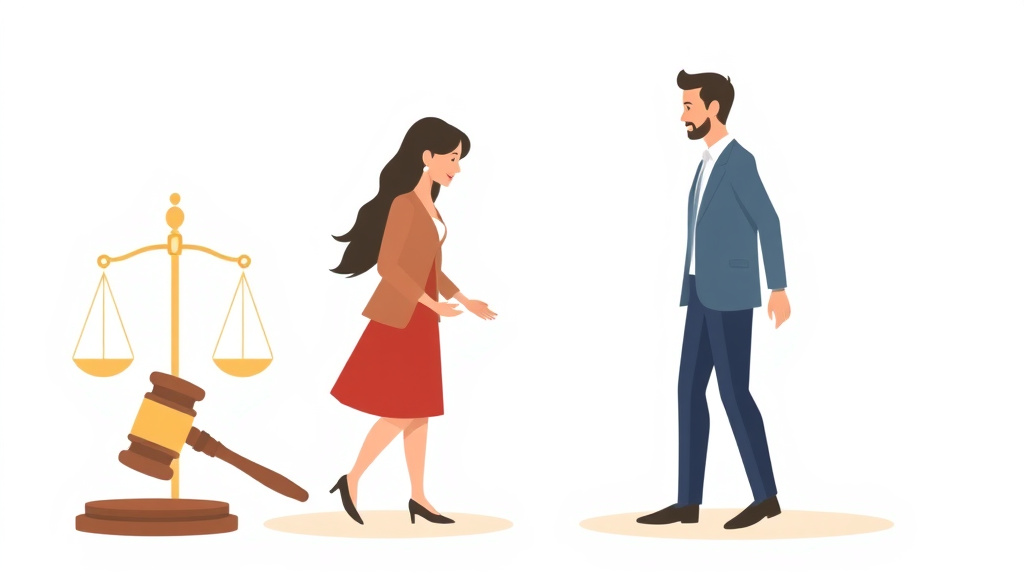 Illustration showing key concepts related to spousal support in california: alimony laws and calculations