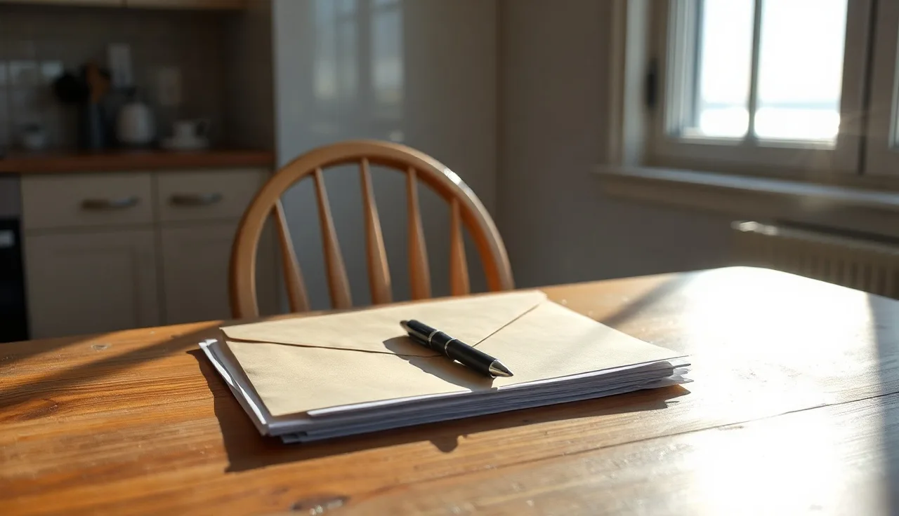 Divorce papers on a kitchen table with a pen, representing California service process
